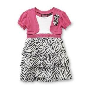 forever me girl's dress zebra size 5 new pink